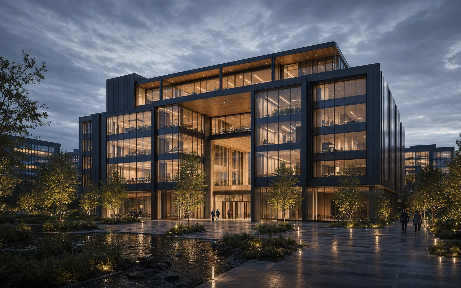 Illustrative exterior for a scientific forum and headquarters building