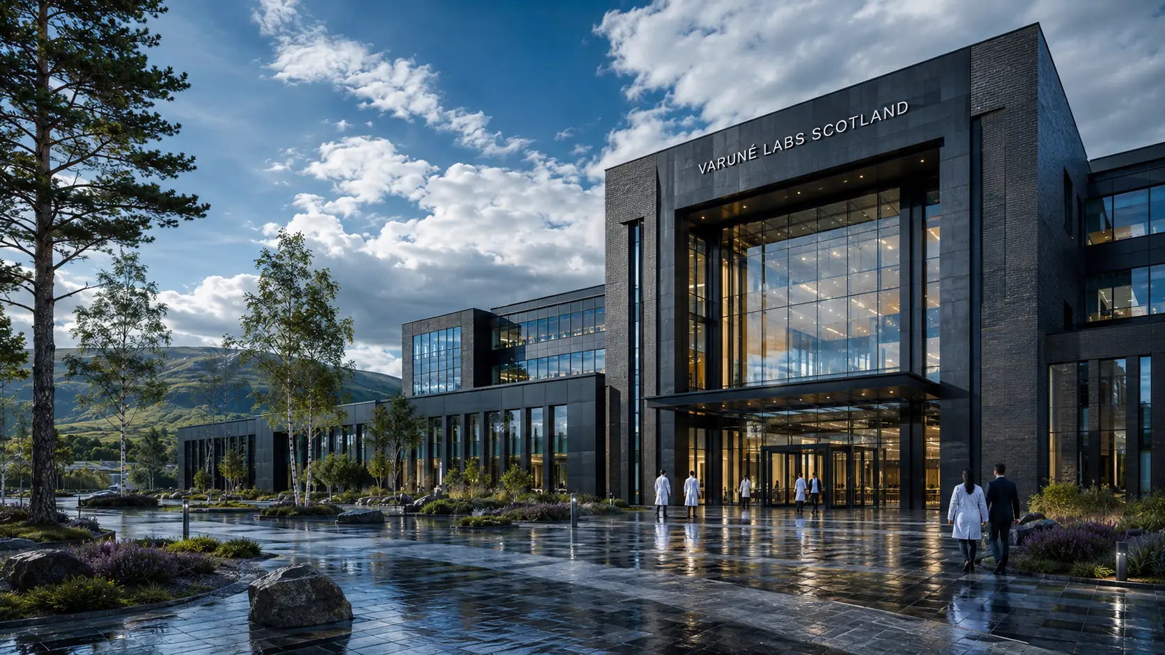 Earlier illustrative Glasgow campus entrance concept with environmental branding