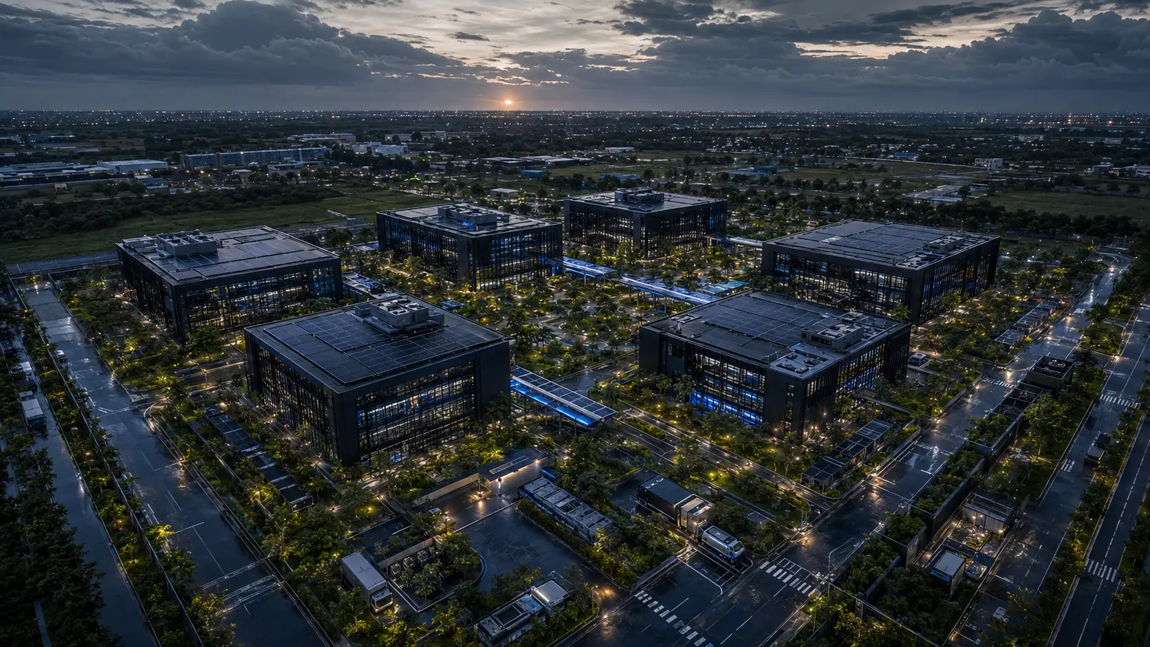 Illustrative bird's-eye masterplan study for the Hyderabad pathway