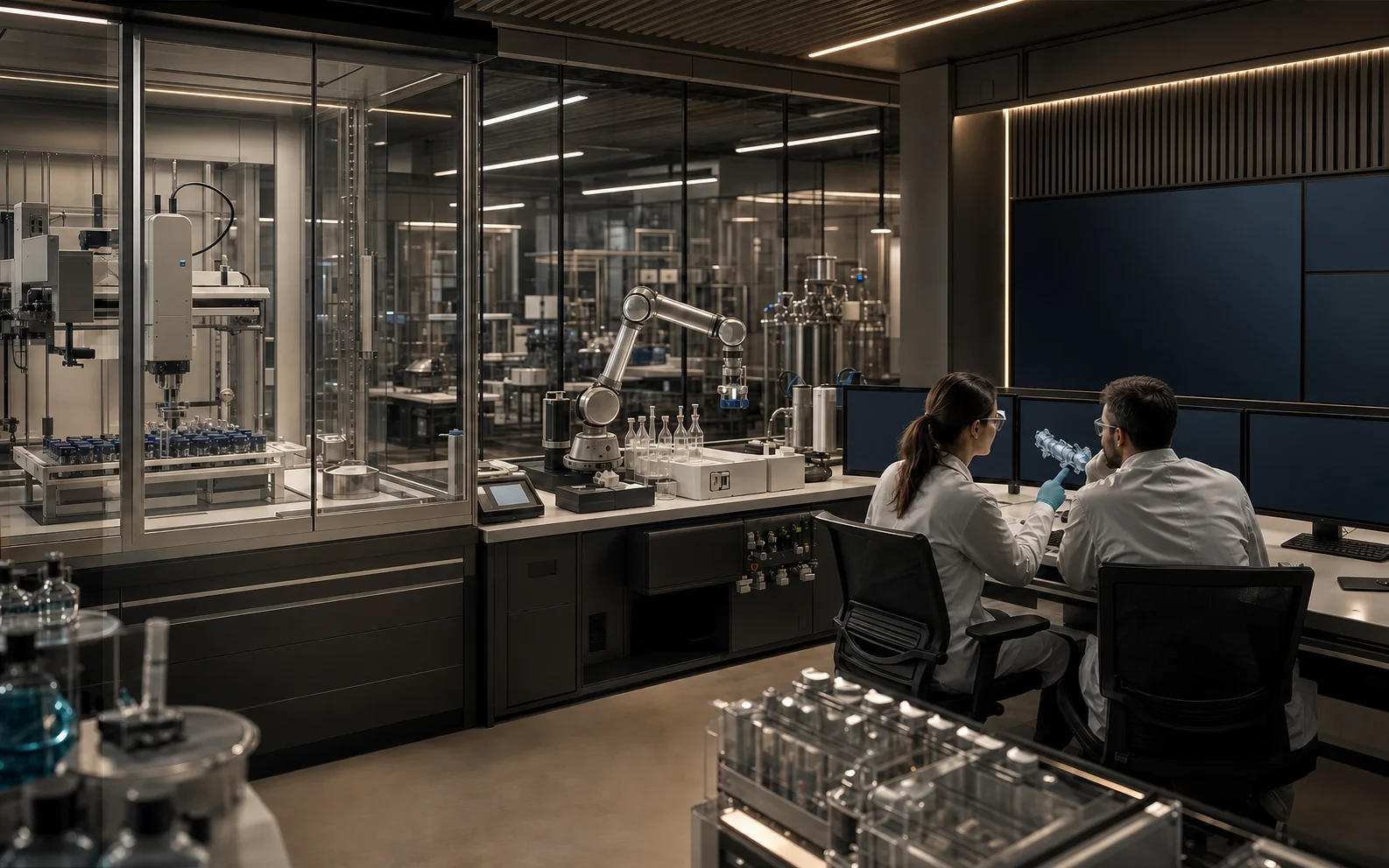 AI-generated future laboratory for supervised robotics and human-governed digital operations