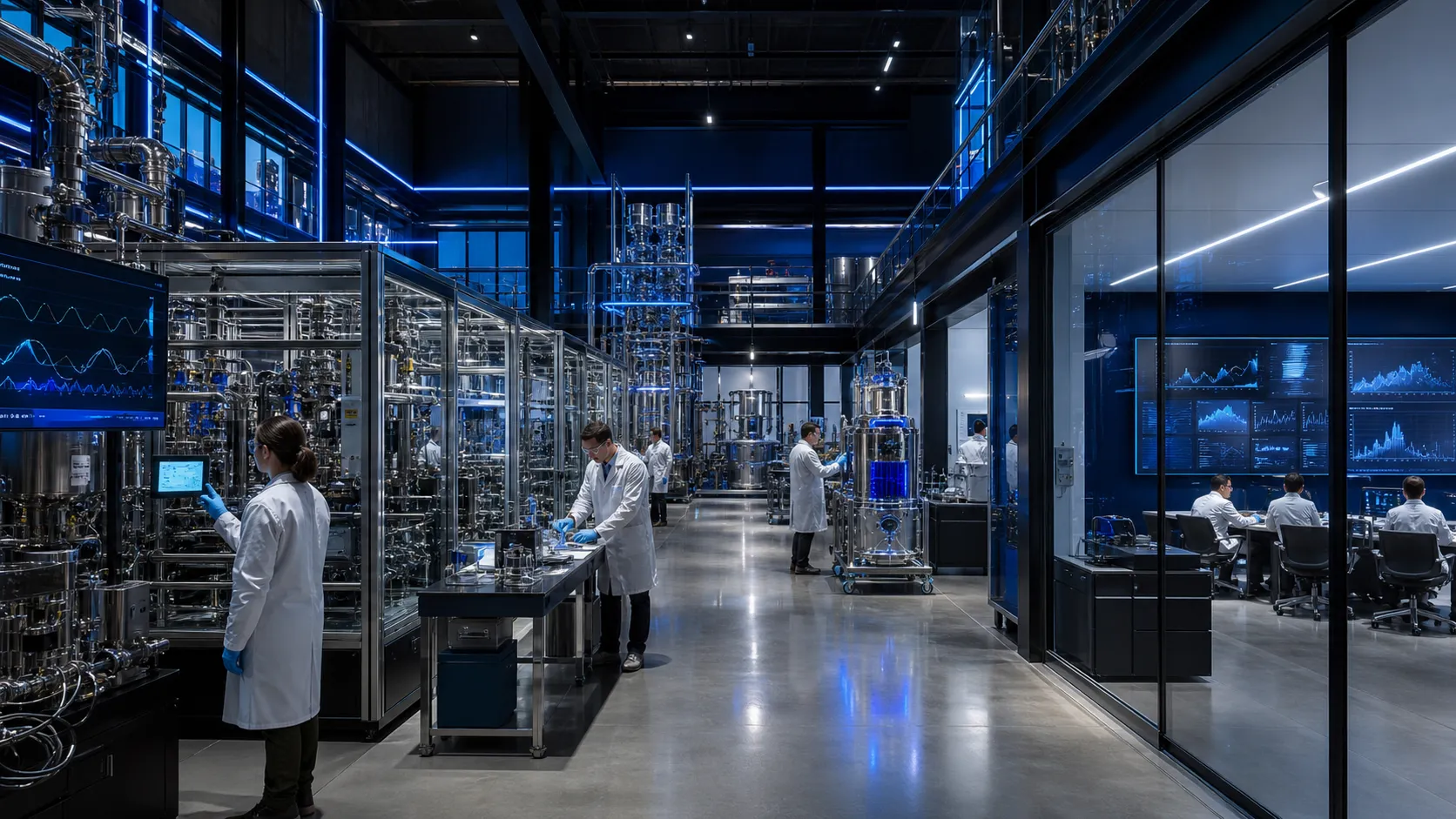 Illustrative future process chemistry hall with no generated labels